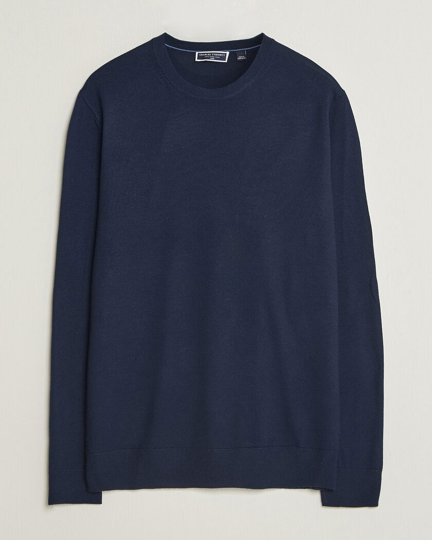 Charles Tyrwhitt Pure Merino Crew Neck Jumper Navy – Blauw