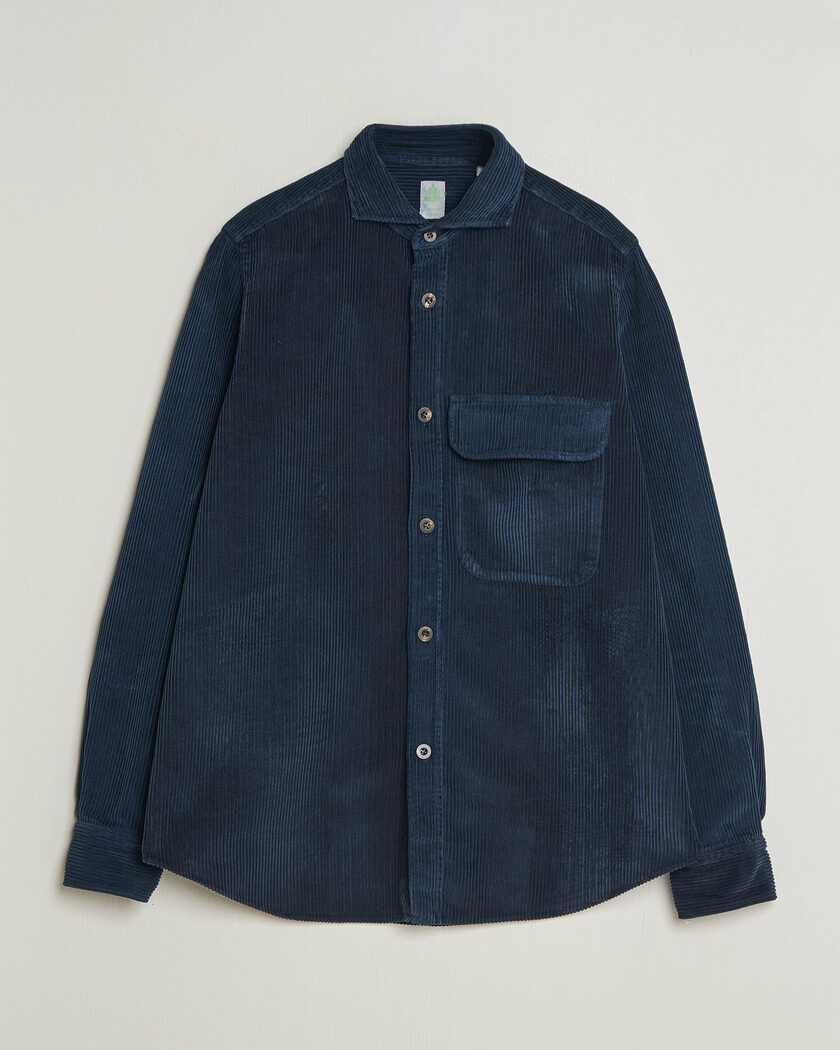 Finamore Napoli Garment Dyed Corduroy Overshirt Navy – Blauw