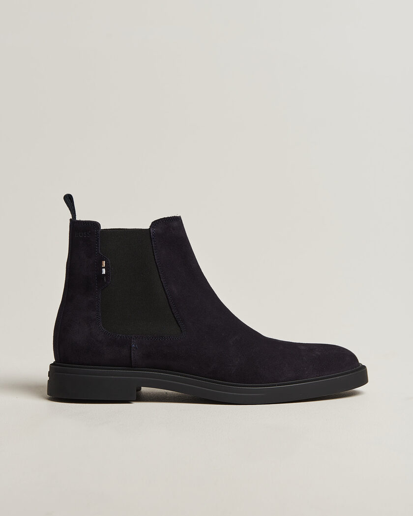 BOSS BLACK Calev Suede Chelsea Boot Dark Blue – Blauw