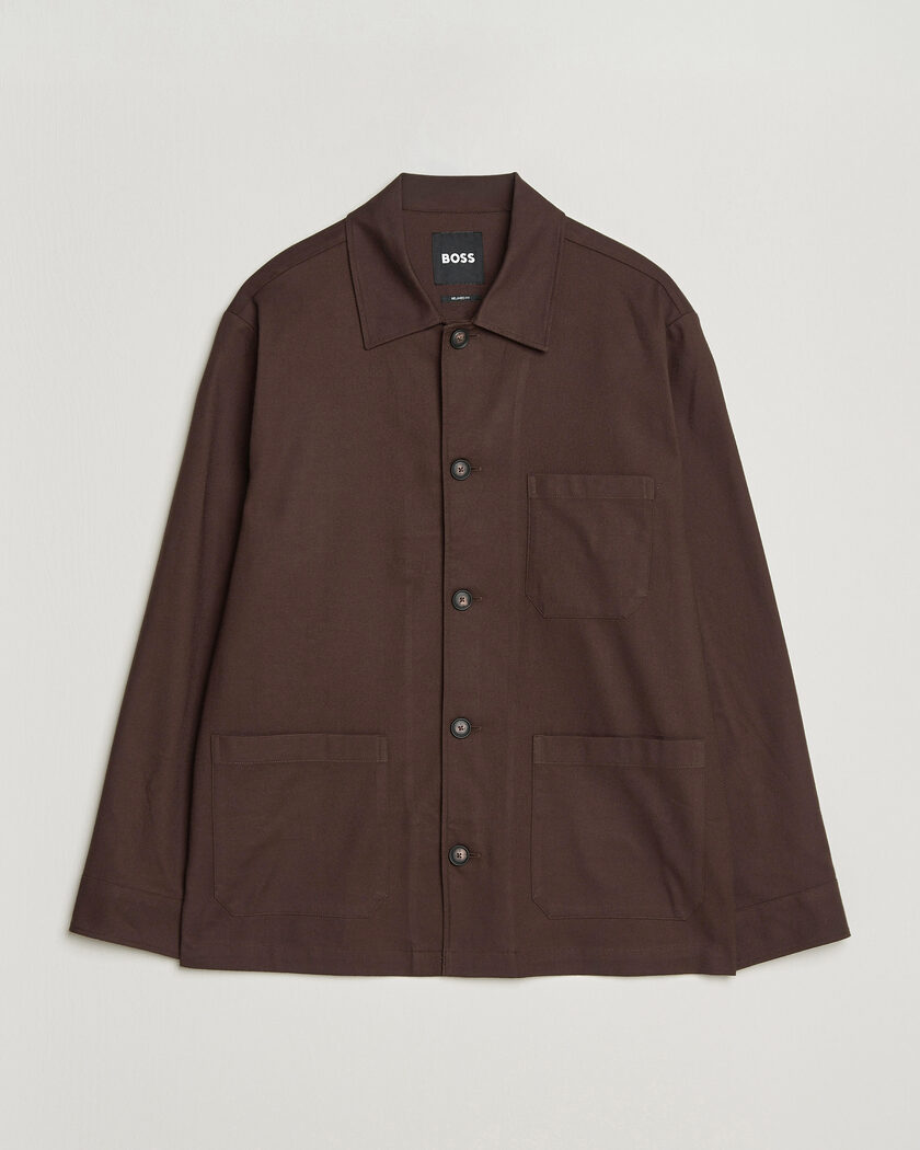 BOSS BLACK Cai Cotton Overshirt Dark Brown – Bruin