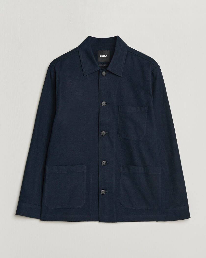 BOSS BLACK Cai Cotton Overshirt Dark Blue – Blauw