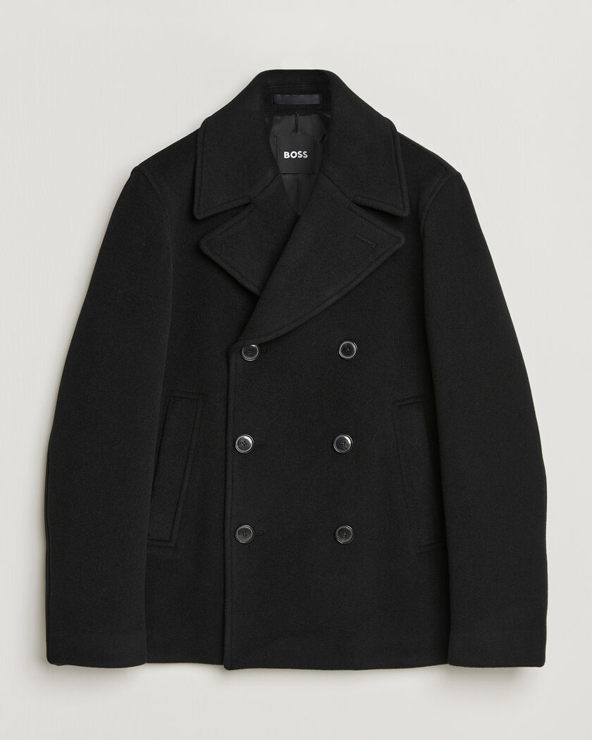 BOSS BLACK Hyde Wool Peacoat Black – Zwart