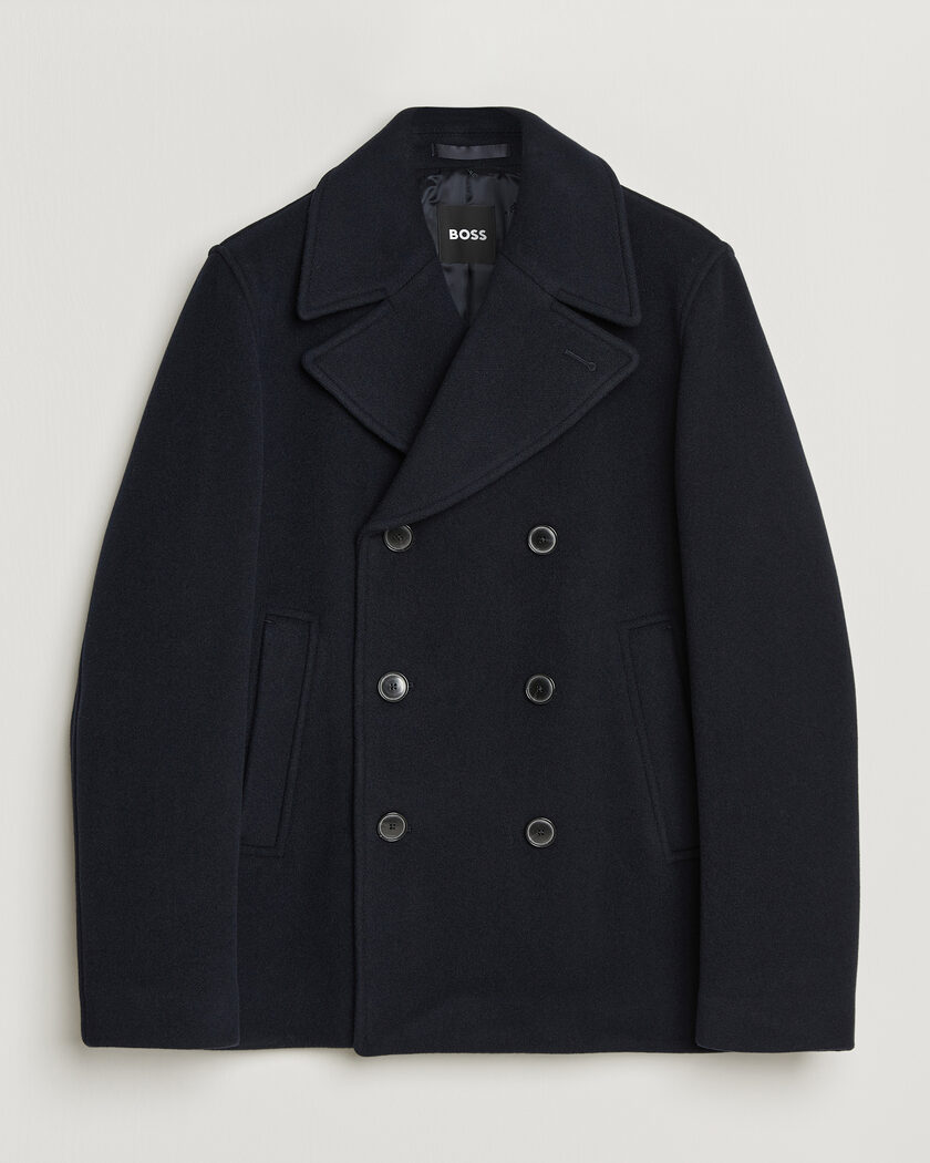 BOSS BLACK Hyde Wool Peacoat Dark Blue – Blauw