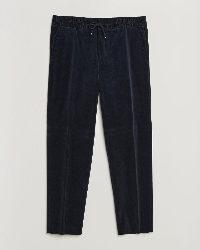 BOSS BLACK Perin Corduroy Drawstring Trousers Dark Blue – Blauw