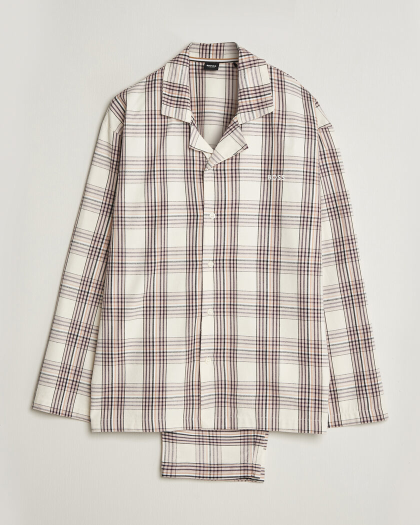 BOSS BLACK Checked Flannel Pyjama Set Open White – Wit
