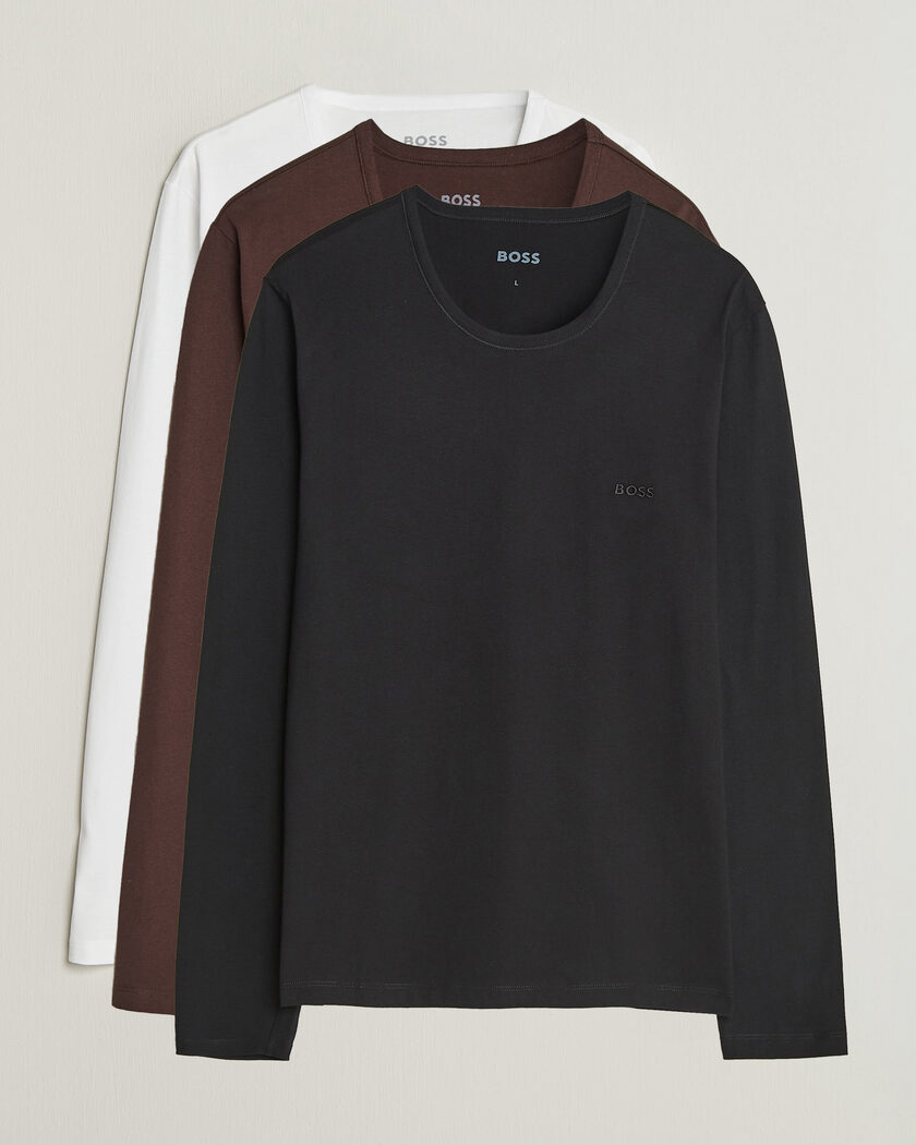 BOSS BLACK 3-Pack Long Sleeve T-Shirt White/Black/Brown – Meerkleurig