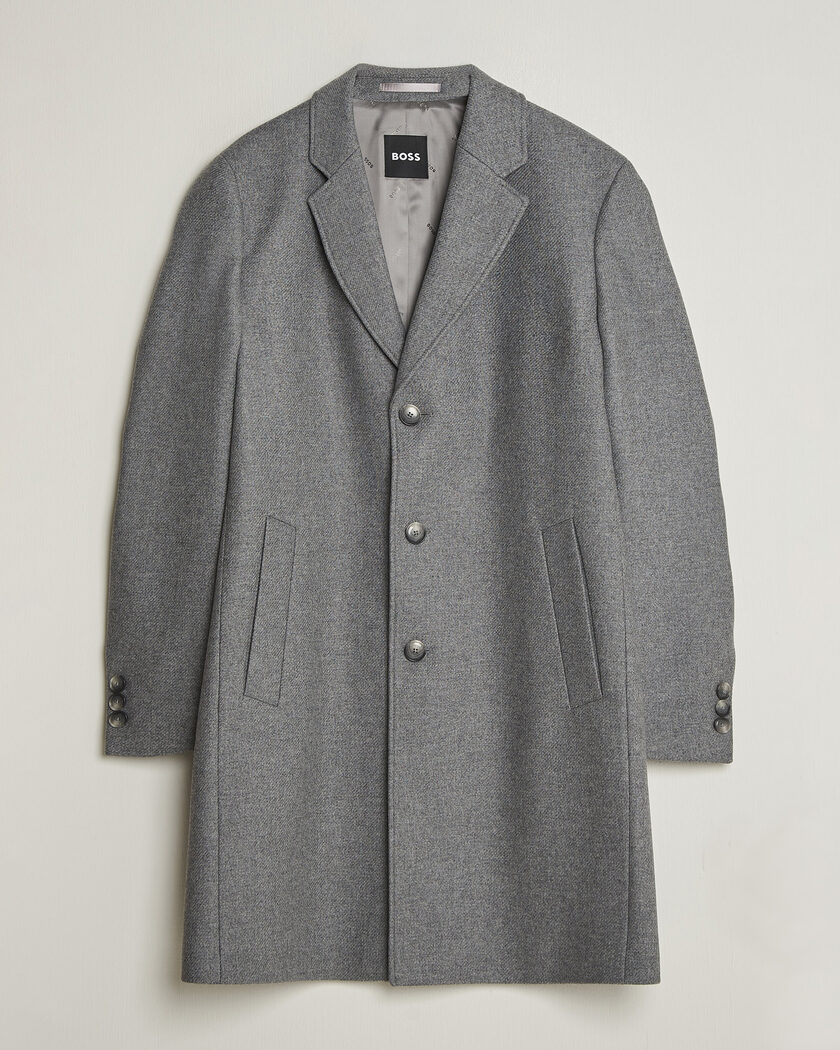 BOSS BLACK Hyde Wool Coat Medium Grey – Grijs