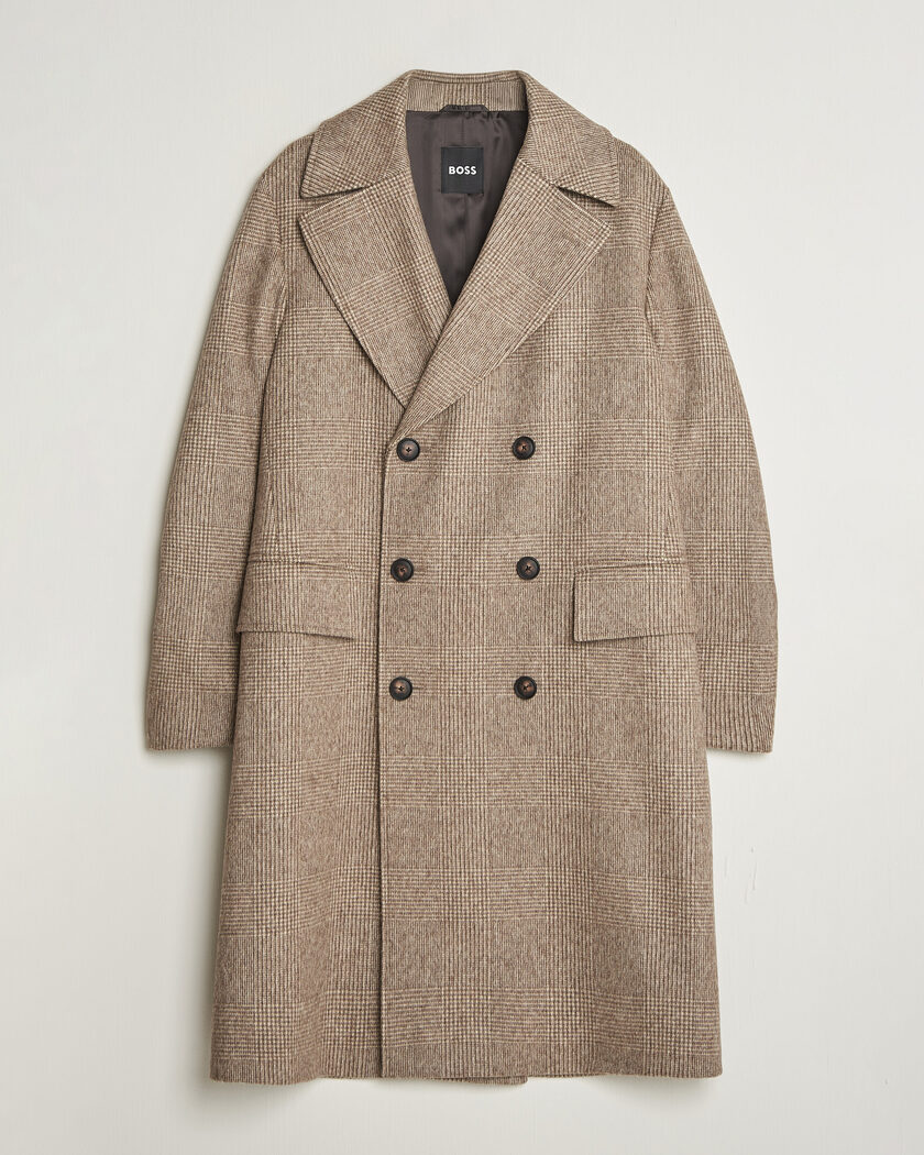 BOSS BLACK Jared Wool Double Breasted Coat Open Brown – Bruin