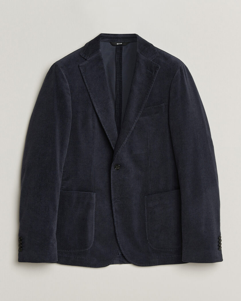 BOSS BLACK Hanry Corduroy Suit Blazer Open Blue – Blauw