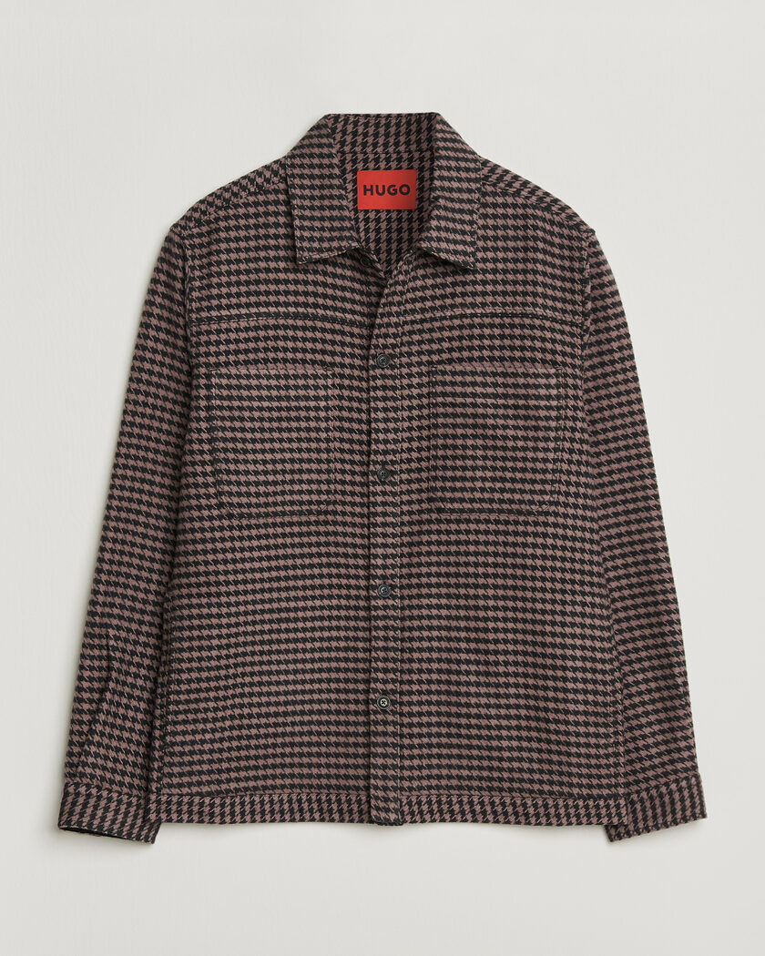 HUGO Eniri Houndstooth Overshirt Copper Brown – Bruin