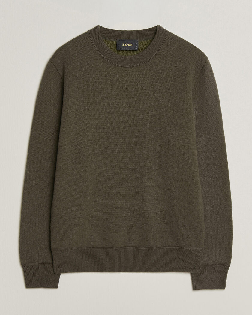 BOSS CAMEL Farrison Cashmere Knitted Sweater Open Green – Groen