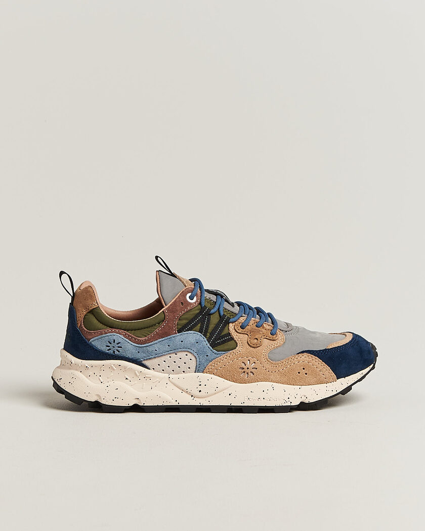 Flower Mountain Yamano 3 Suede/Nylon Sneaker Navy/Light Brown – Blauw