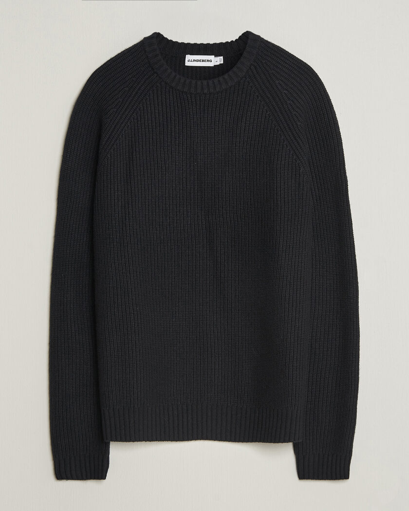 J.Lindeberg Hallow Wool Blend Knitted Sweater Black – Zwart