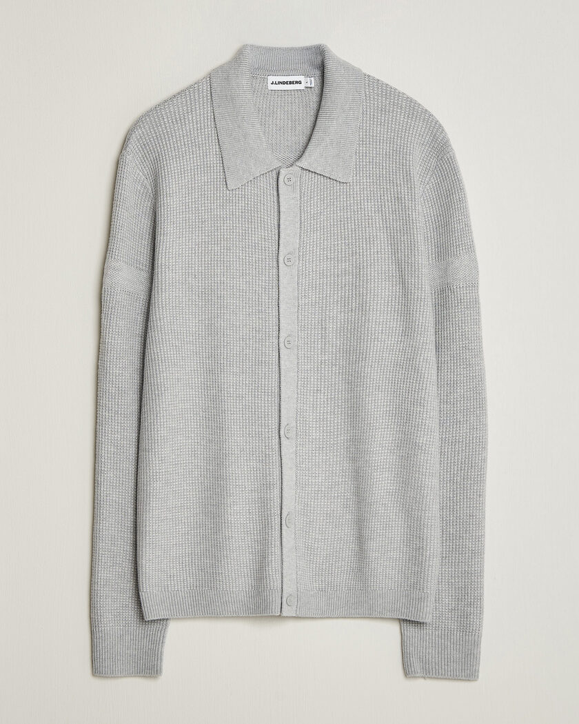  J.Lindeberg Willem Knitted Cardigan Light Grey Melange – Grijs