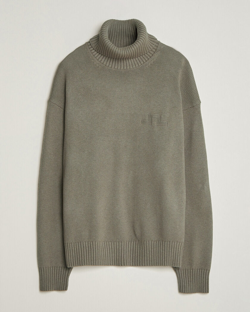 J.Lindeberg Eddy Wool/Cotton Knitted Turtleneck Brindle – Groen