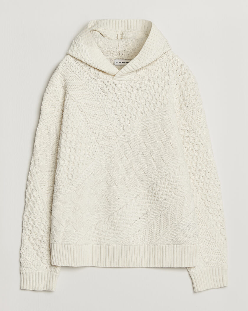  J.Lindeberg Savio Cable Knitted Hoodie Tofu – Wit