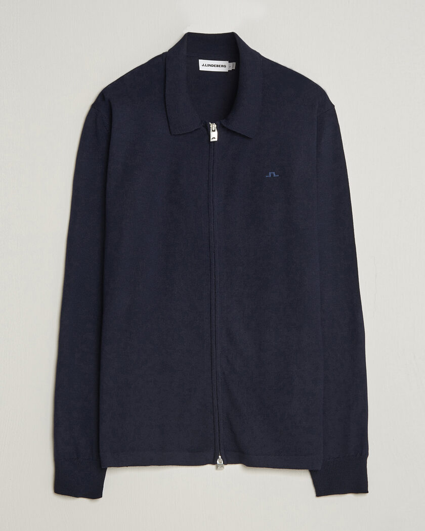 J.Lindeberg Kaleb Merino Full Zip JL Navy – Blauw