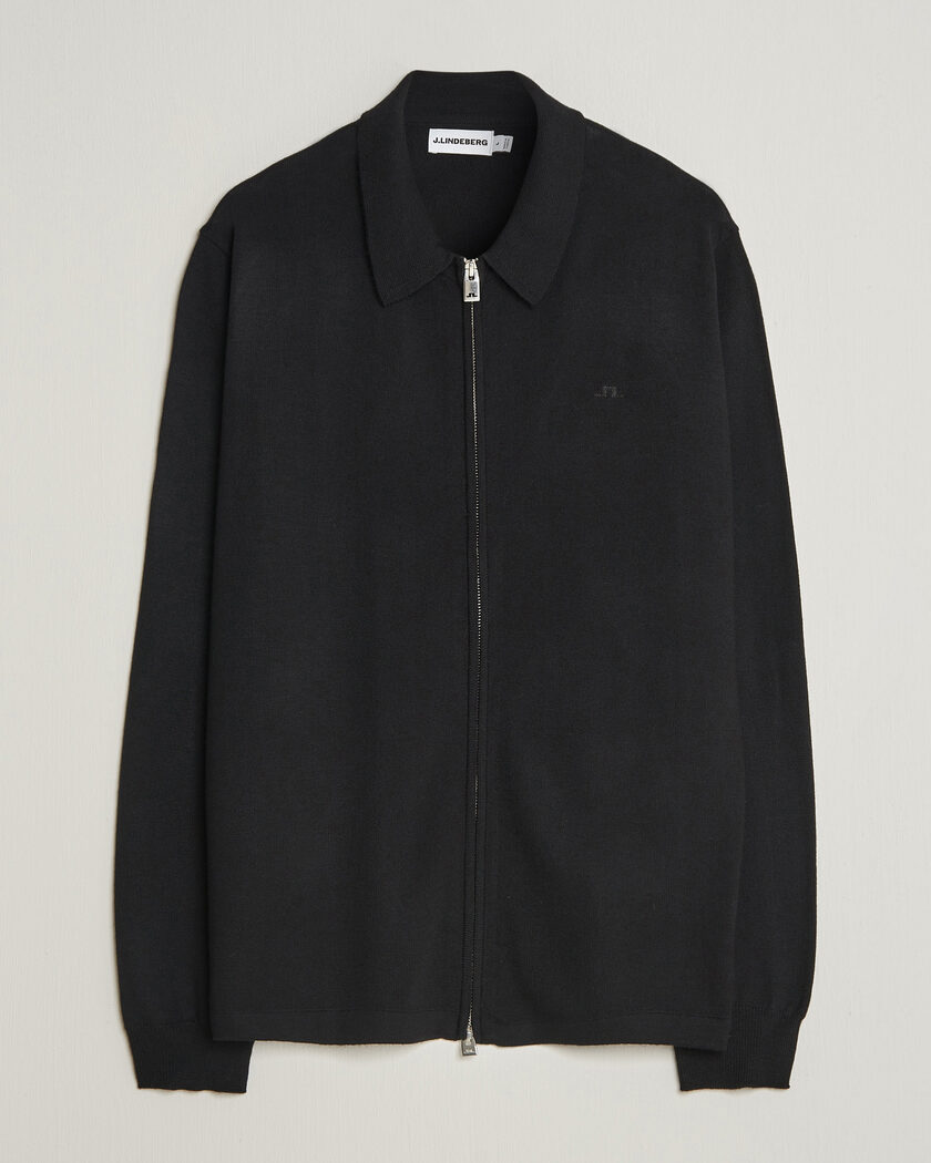 J.Lindeberg Kaleb Merino Full Zip Black – Zwart