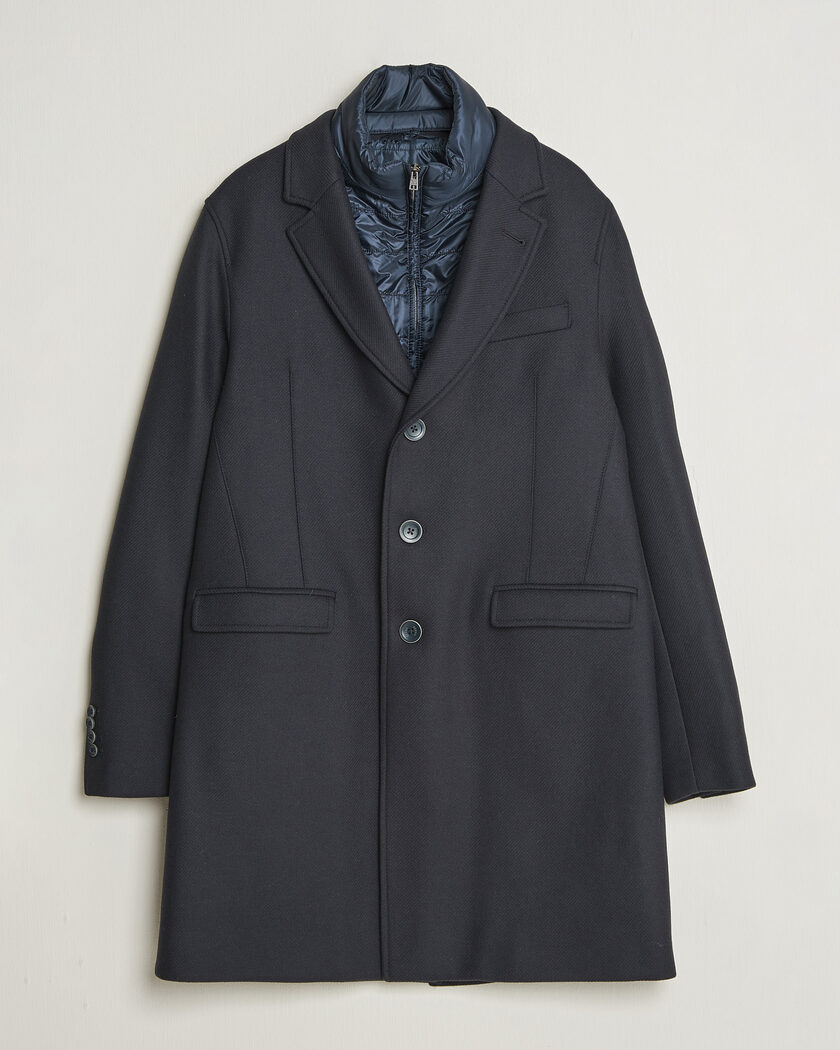 Herno Wool Zip Coat Navy – Blauw