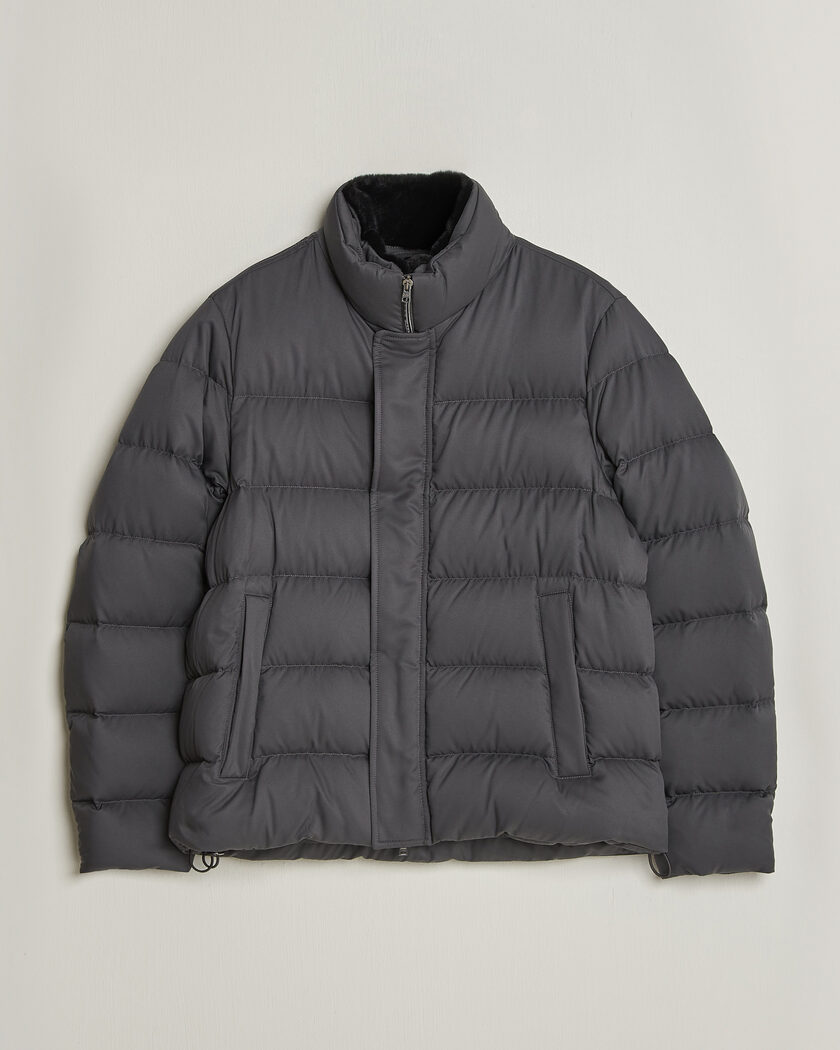 Herno Faux Fur Down Jacket Dark Grey – Grijs