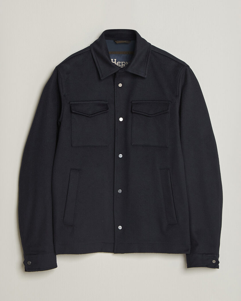 Herno Cashmere Overshirt Navy – Blauw