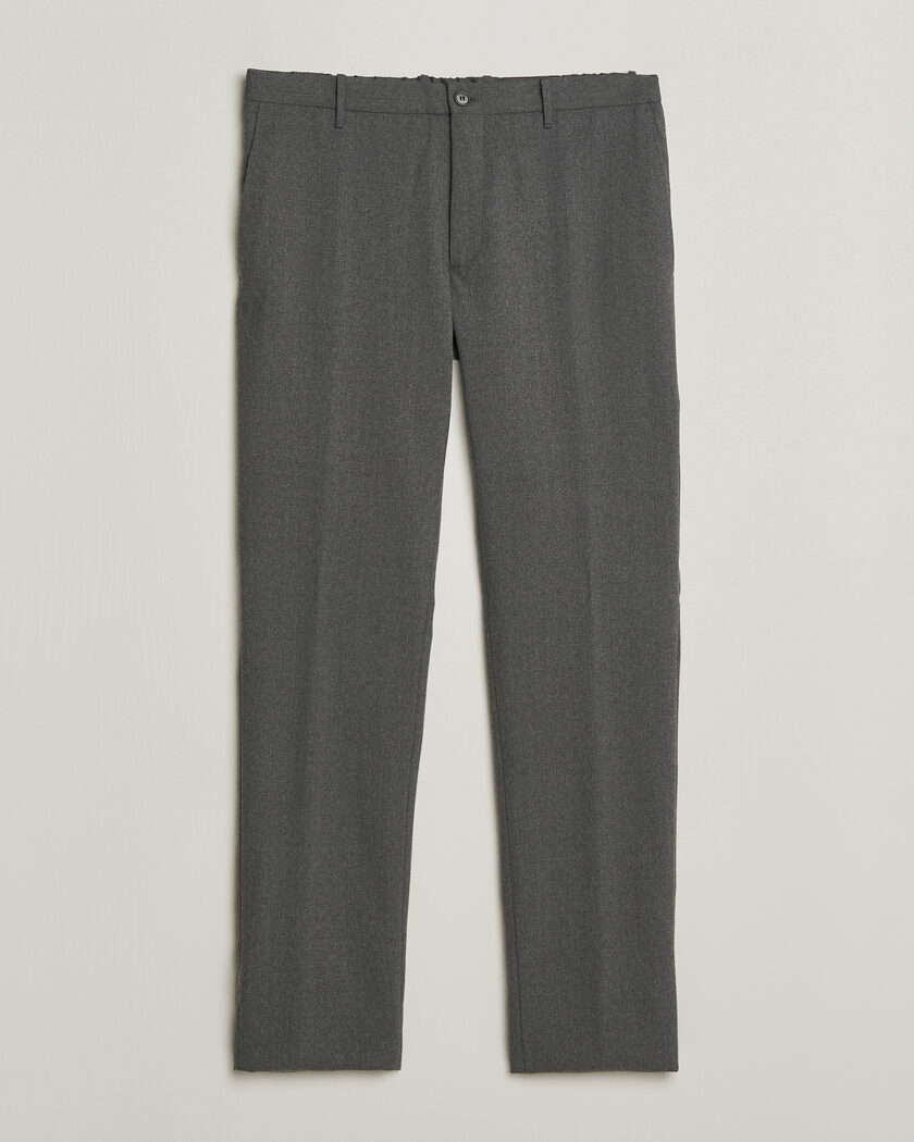 Incotex Slim Fit Washable Flannel Trousers Grey Melange – Grijs