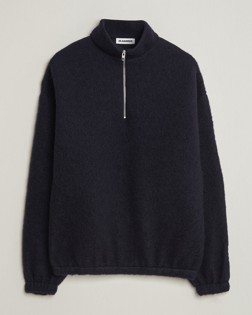 Jil Sander Half Zip Fleece Sweater Navy – Blauw