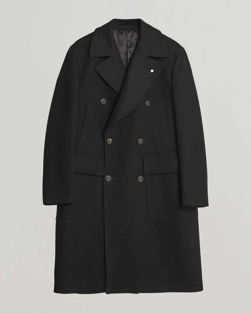 L.B.M. 1911 Double Breasted Wool/Cashmere Coat Black – Zwart
