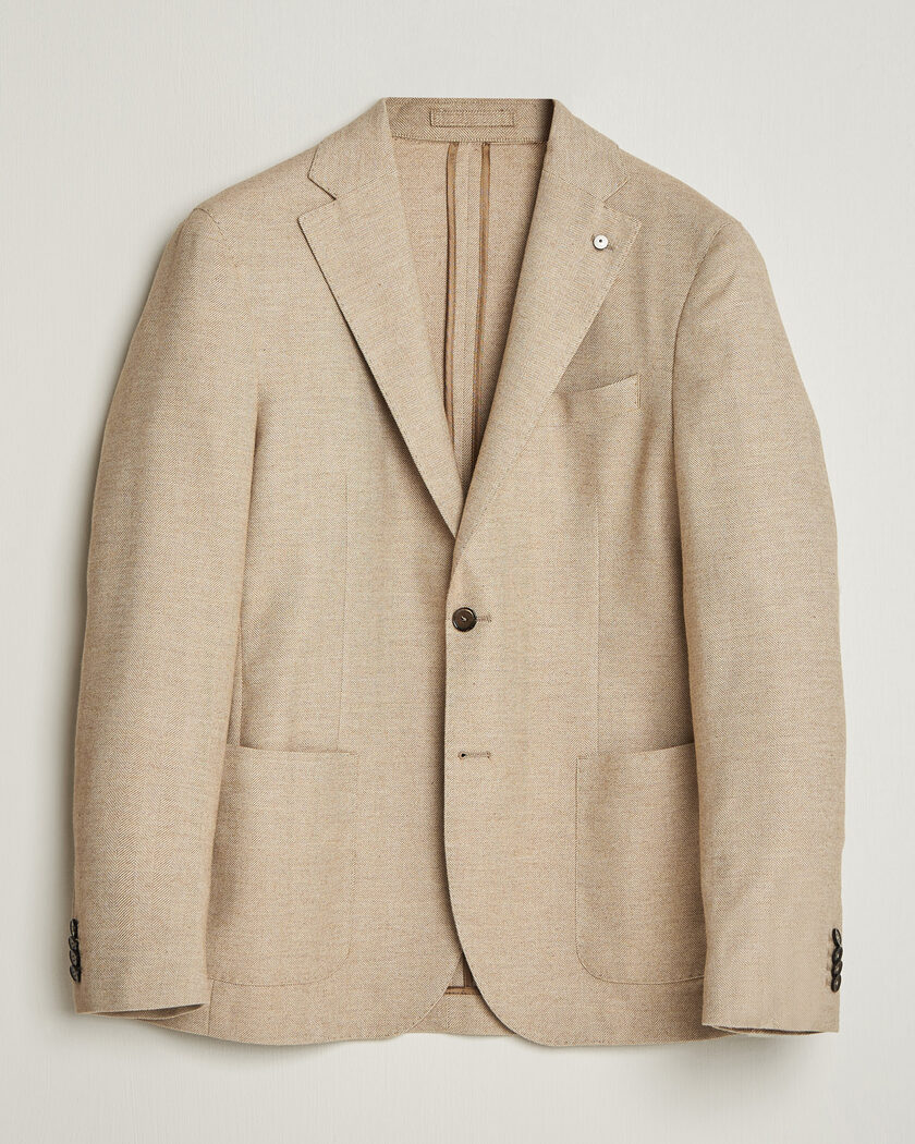 L.B.M. 1911 Jack Cotton Herringbone Blazer Beige – Beige
