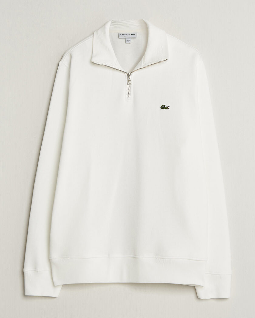 Lacoste Rib Interlock Half Zip Flour – Wit