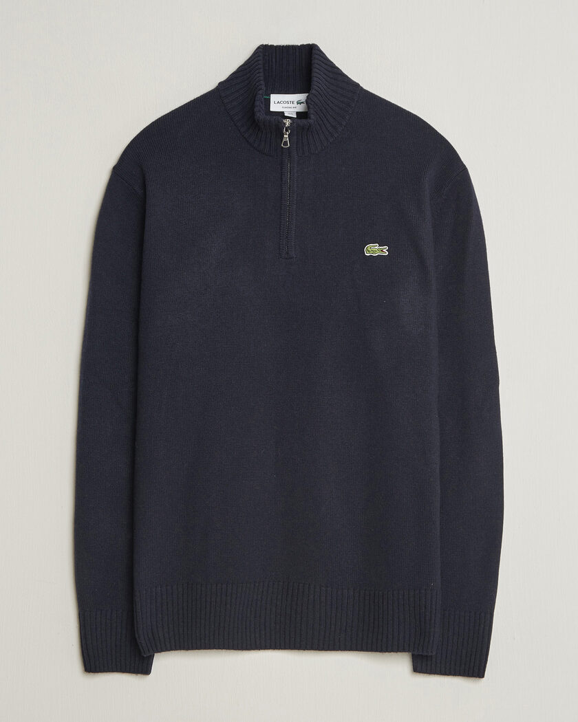 Lacoste Carded Wool Half Zip Navy Blue – Blauw