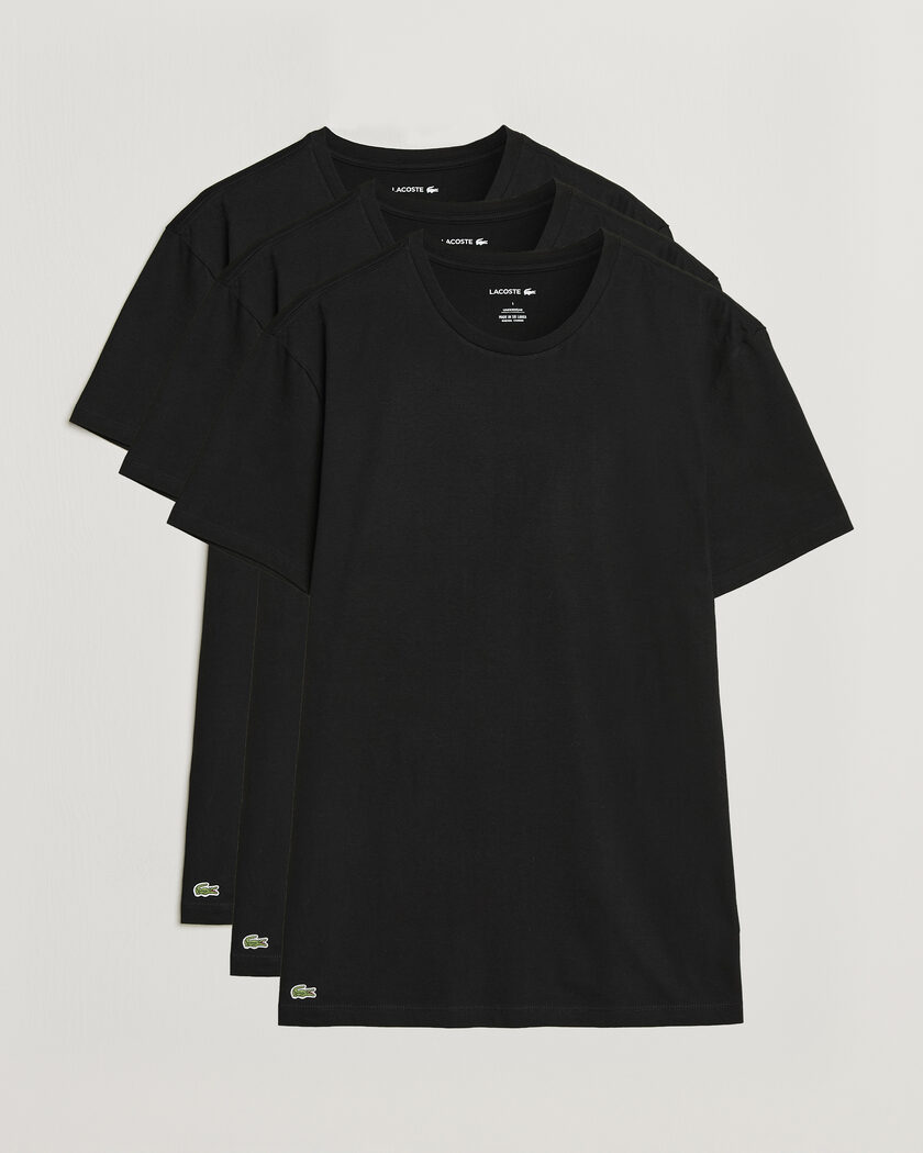Lacoste 3-Pack Crew Neck T-Shirt Black – Zwart