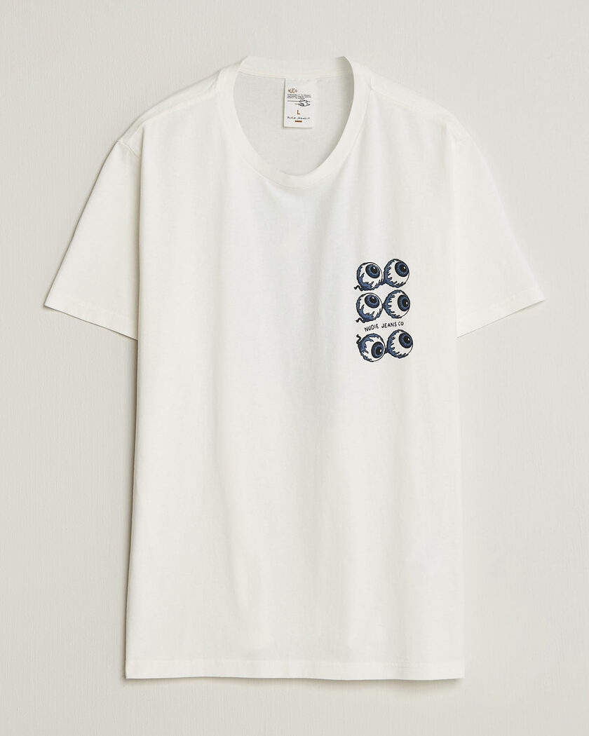 Nudie Jeans Roy Wall Crack T-Shirt Chalk White – Wit