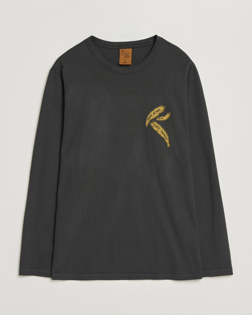 Nudie Jeans Rudi Life Tracks II Long Sleeved T-Shirt Antracite – Grijs