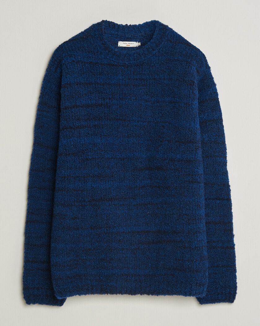 Nudie Jeans Gurra Bouclé Knitted Sweater Blue Multi – Blauw