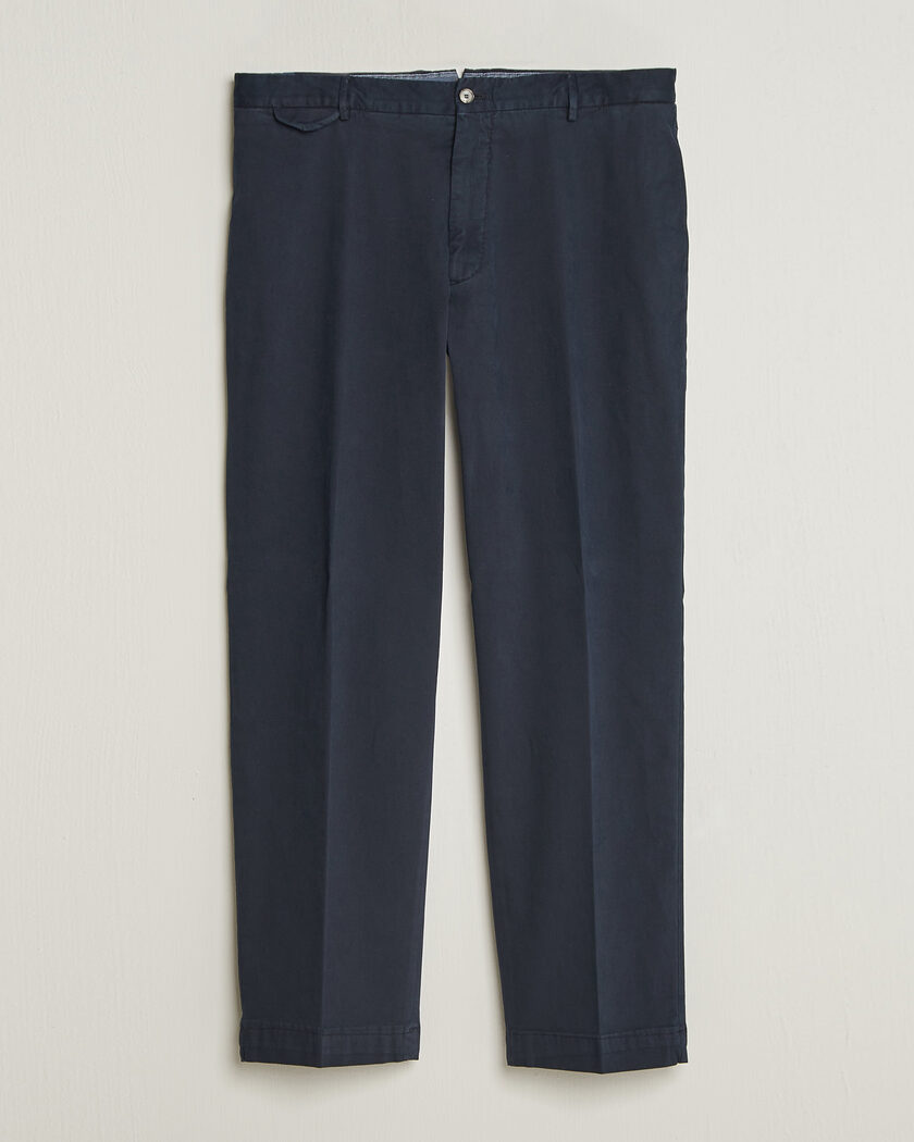Santaniello Washed Cotton Trousers Navy – Blauw