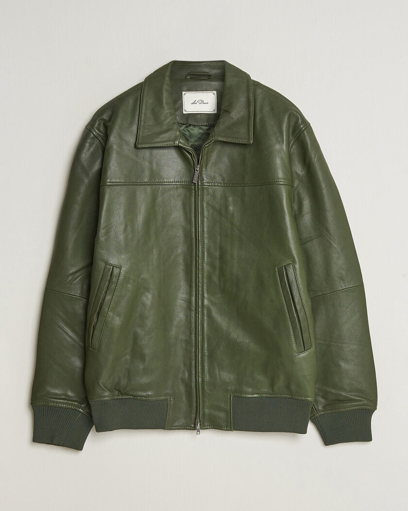 LES DEUX Leather Varsity Jacket Rifle Green – Groen