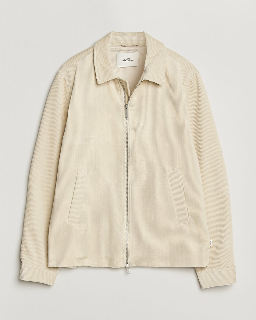 LES DEUX Corduroy Zipper Coach Jacket Ivory – Wit