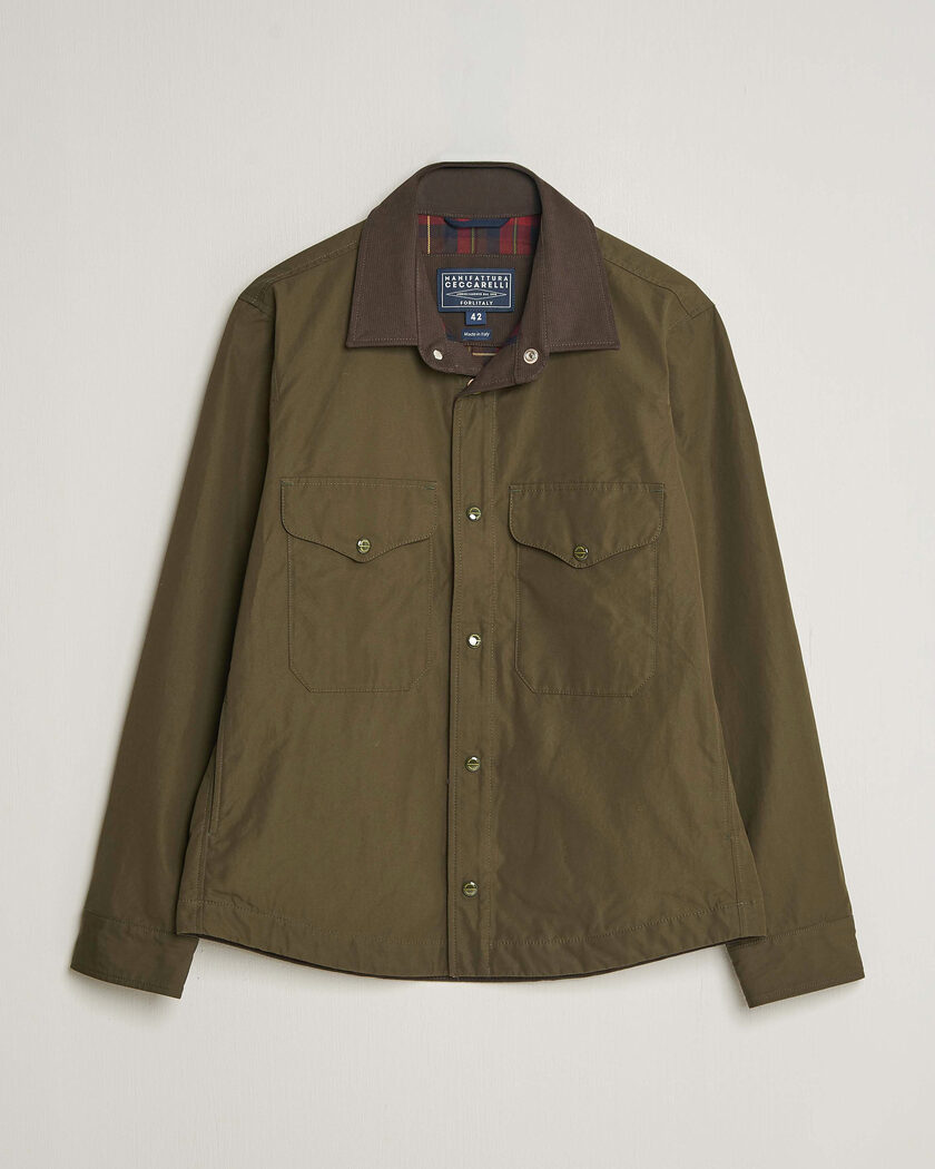Manifattura Ceccarelli Double Pocket Shirt Jacket Military Green – Groen
