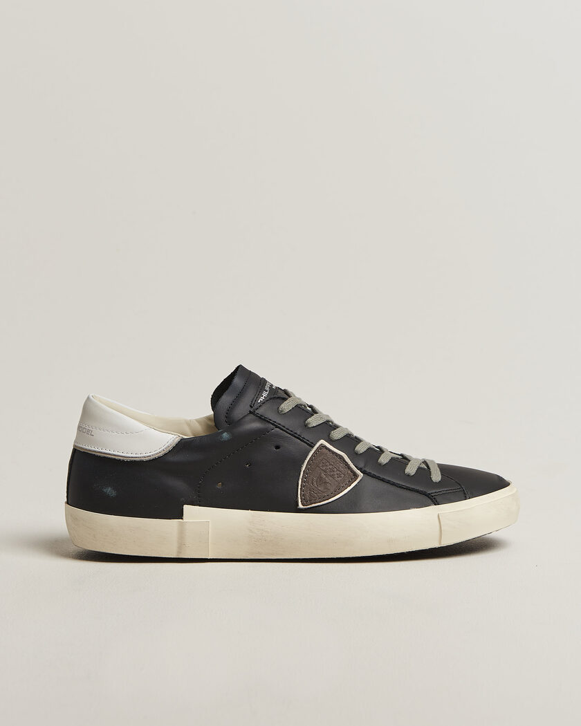 Philippe Model PRSX Low Top Suede Sneaker Black/White – Zwart