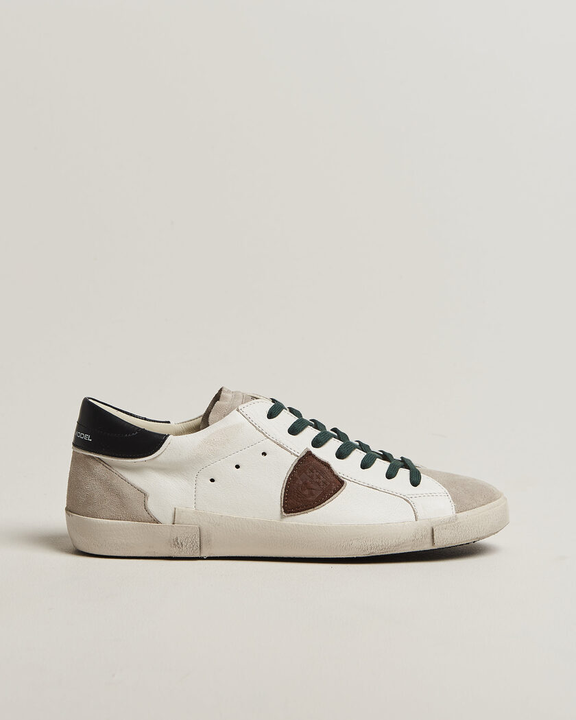 Philippe Model PRSX Low Top Suede Sneaker White/Black – Wit