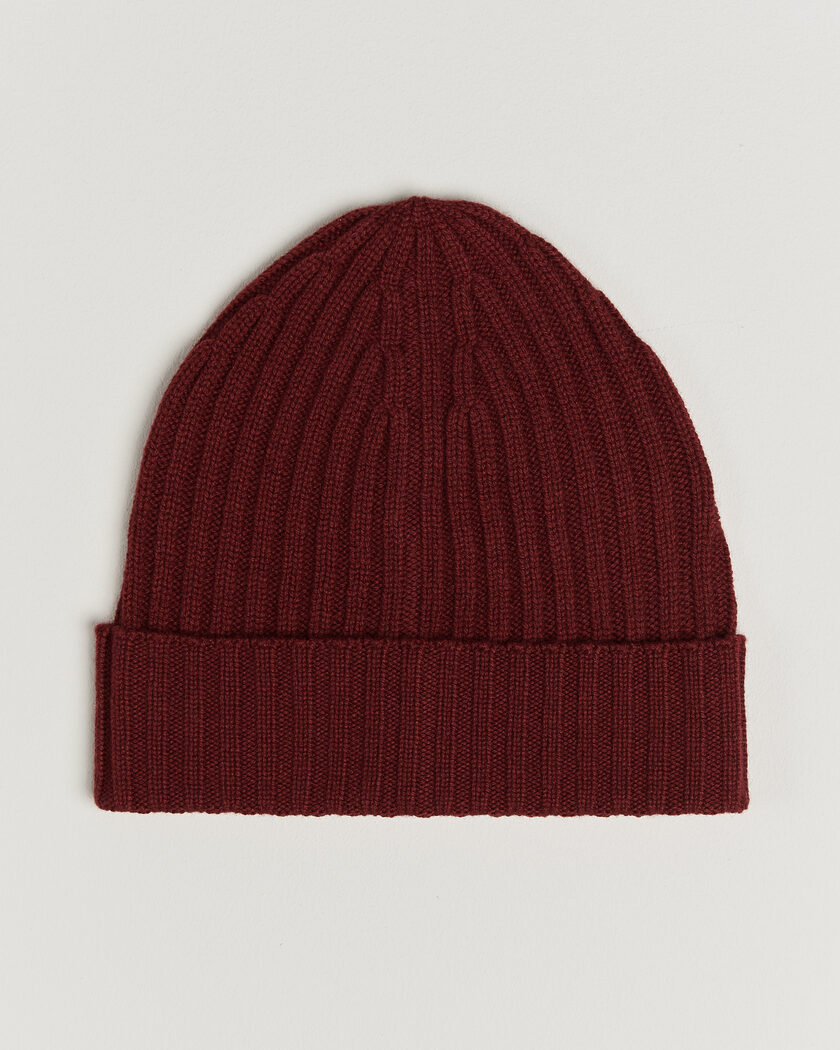 Piacenza Cashmere Ribbed Cashmere Beanie Burgundy – Rood