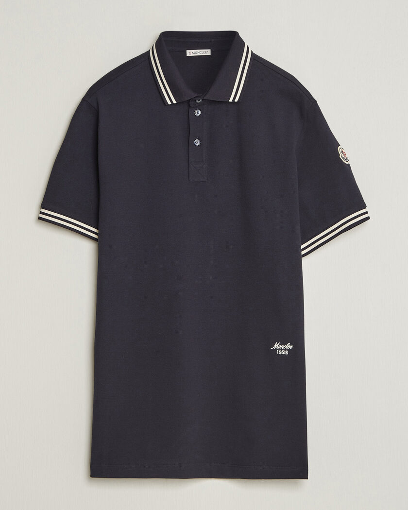 Moncler Contrast Collar Polo Navy – Blauw