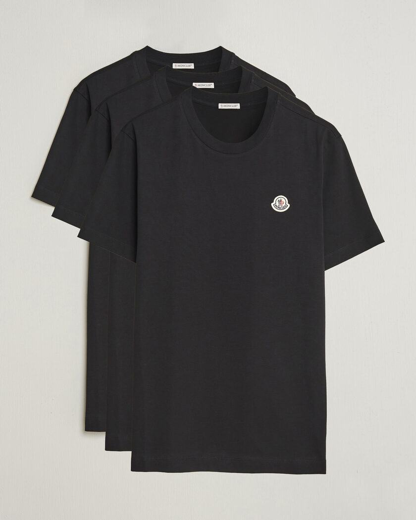 Moncler 3-Pack Logo T-Shirts Black – Zwart