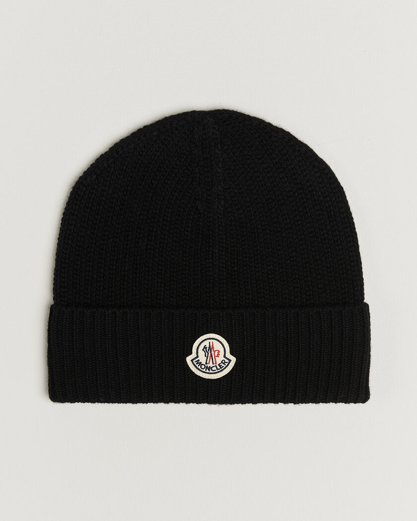 Moncler Rib Wool Beanie Black – Zwart