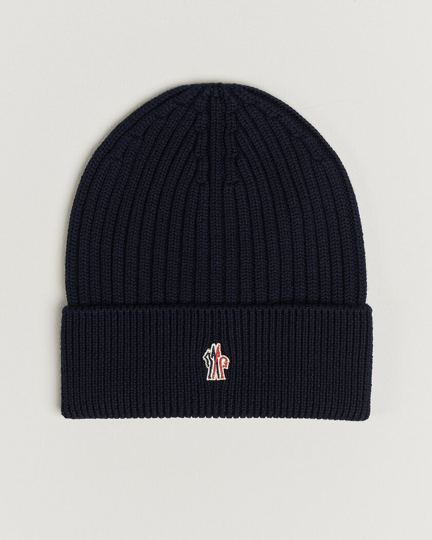 Moncler Grenoble Rib Wool Beanie Navy – Blauw