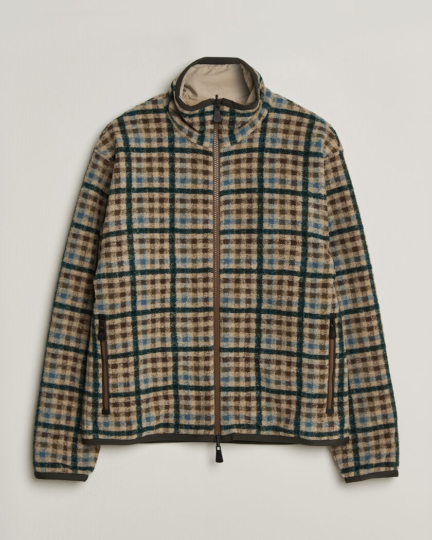 Moncler Grenoble Sherpa Zip Cardigan Beige/Green – Beige