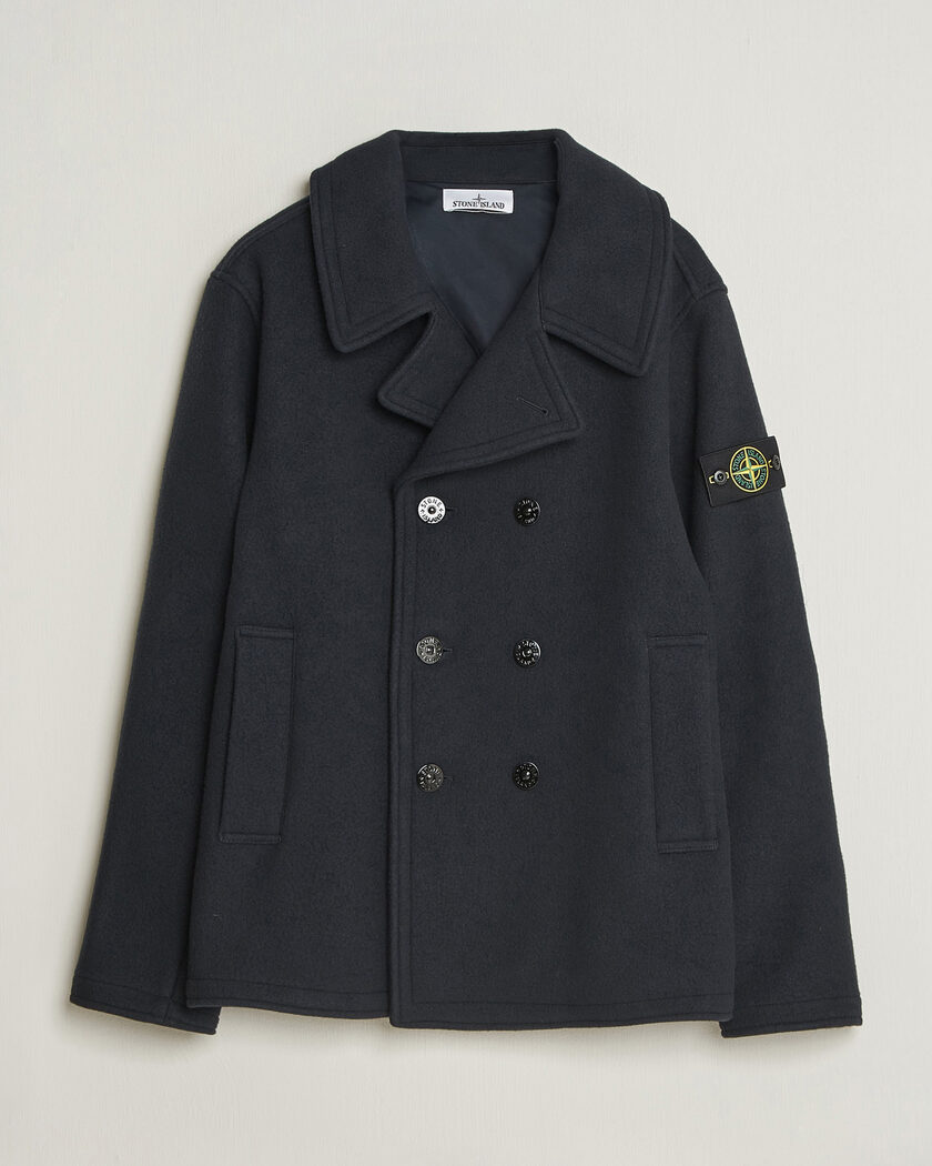  Stone Island Heavy Melton Wool Peacoat Navy Blue – Blauw