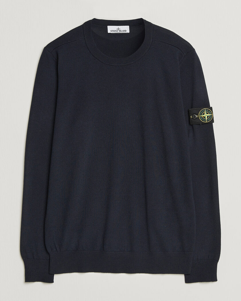 Stone Island Light Pure Wool Crew Neck Navy Blue – Blauw