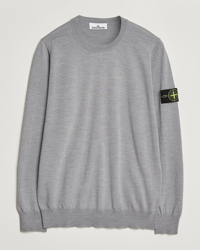 Stone Island Light Pure Wool Crew Neck Ash Grey Melange – Grijs